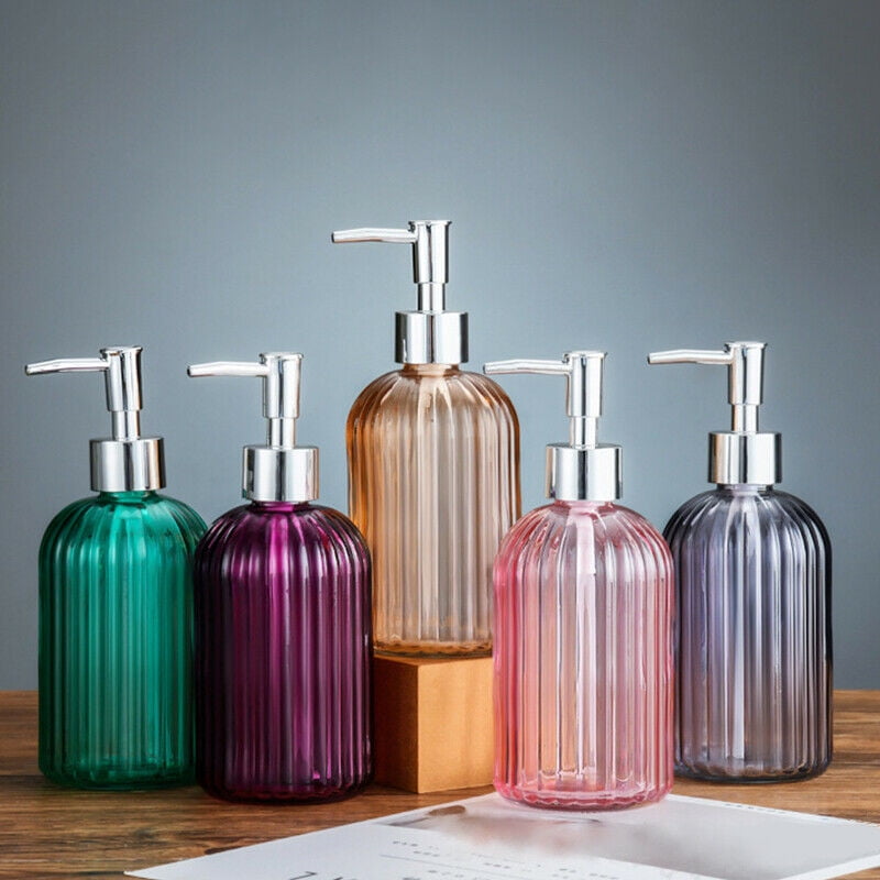 Thick colorful Glass Jar Soap Dispenser with Pump, 400ml Bathroom Hand