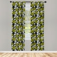 thumbnail image 2 of Ambesonne Grey Curtains, Abstract Floral Retro Pattern, Pair of 28"x63", Yellow and White, 2 of 4