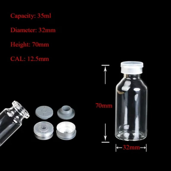 U8MO 2ml~80ml Butyl Rubber Plug Glass Vial Jars Transparent Bottle Crafts DIY Bottle-35ml