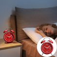 thumbnail image 2 of Clearance! [Non Ticking Twin Bell Alarm Clock Metal Frame 3D Dial with Backlight Function Desk Table Clock for Home Clock,RD2, 2 of 9