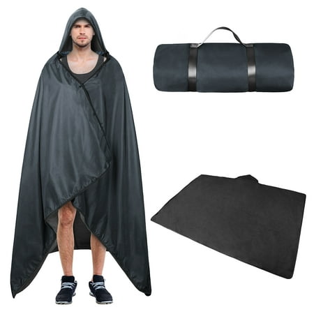 Waterproof Camping Blanket, Windproof Hooded Blanket Poncho for Sports Stadium, Camping, Beach, Picnic, Car or Pet Friendly Use