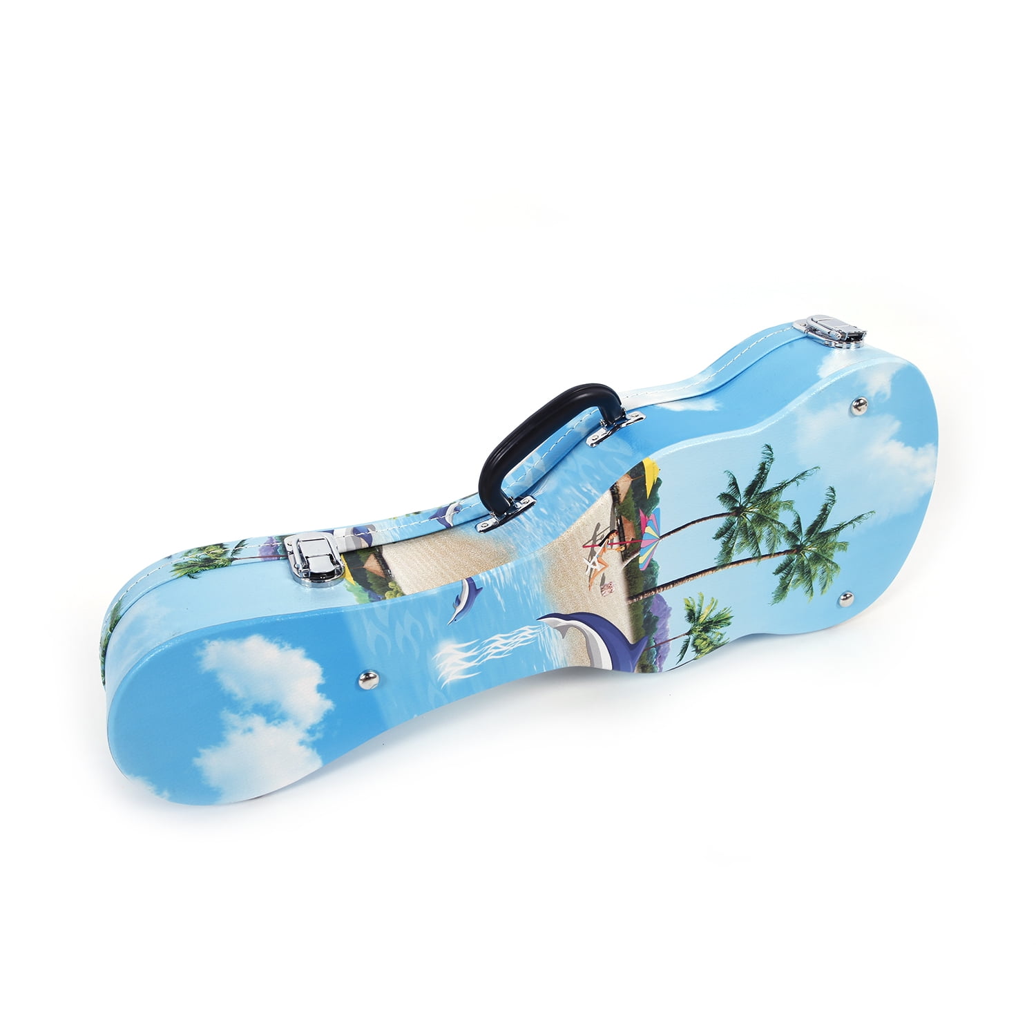 Kepooman 23" Concert Hawaii Style Pattern Leather Ukulele Case, Portable Waterproof Ukulele Bag, Light Blue Kepooman 23" Concert Hawaii Style Pattern Leather Ukulele Case, Portable Waterproof Ukulele Bag, Light Blue