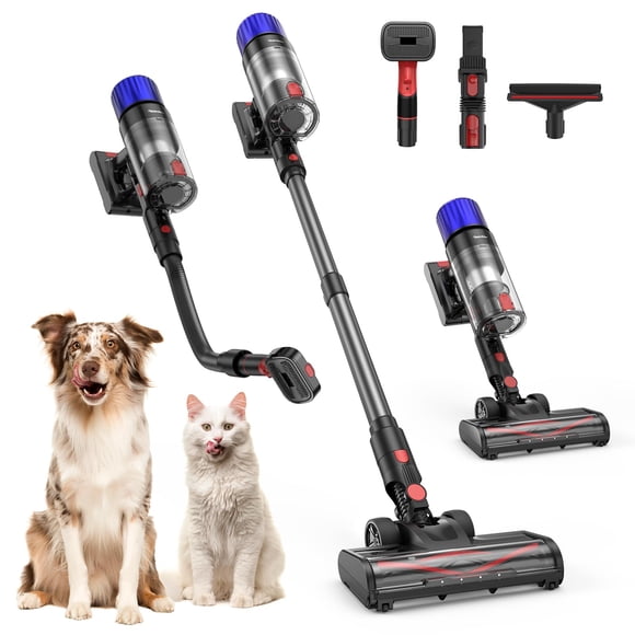 Aspiradora Inalámbrica Teendow, 500W, 50 Minutos de Autonomía, Aspiradora de Palo para Pelo de Mascotas, Succión Potente, Recargable, Ligera y Versátil para Alfombra y Piso Duro (Gris Estrellado)
