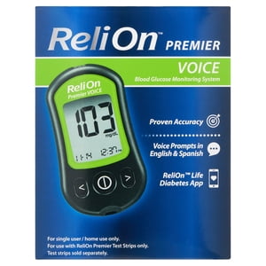 ReliOn Premier VOICE Blood Glucose Meter, Bilingual