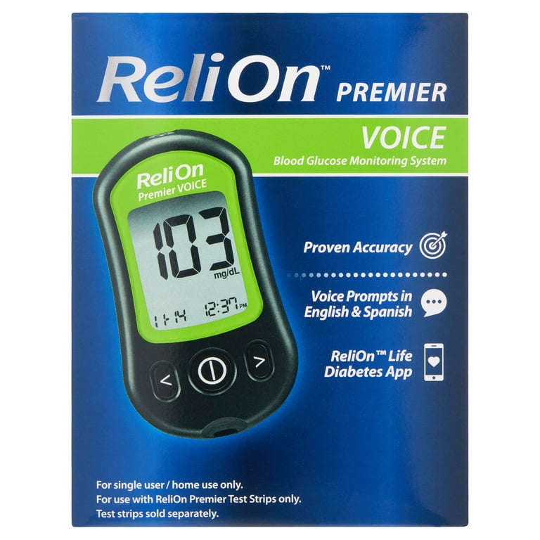 ReliOn Premier VOICE Blood Glucose Meter, Bilingual photo 1