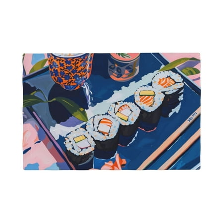 

Placemats Set of 4 Colorful Sushi Food Art Place mats for Dining Table Indoor/Outdoor Cute Heat Resistant Washable Table Mats(18 x 12 )