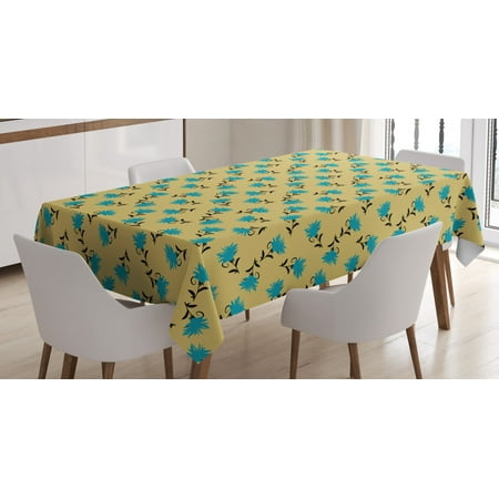 

Turquoise Blue Tablecloth Abstract Pattern of Flower Petal with Peduncle Rectangular Table Cover for Dining Room Kitchen 60 X 84 Pale Camel Dark Turquoise Charcoal Grey by Ambesonne