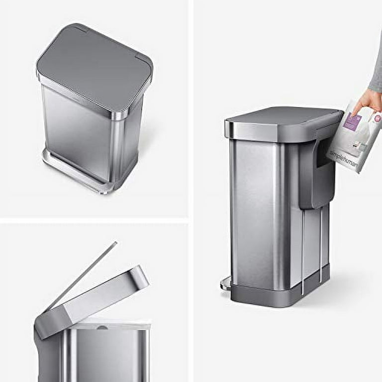 simplehuman 60-Liter Brushed Stainless Steel Kitchen Trash Can with Lid  Indoor in the Trash Cans department at