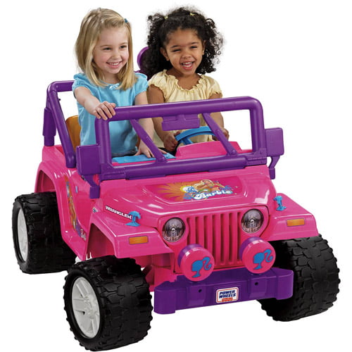 Power Wheels Barbie Jammin' Jeep Wrangler Battery-Powered Ride-On & Bonus  Barbie Doll 