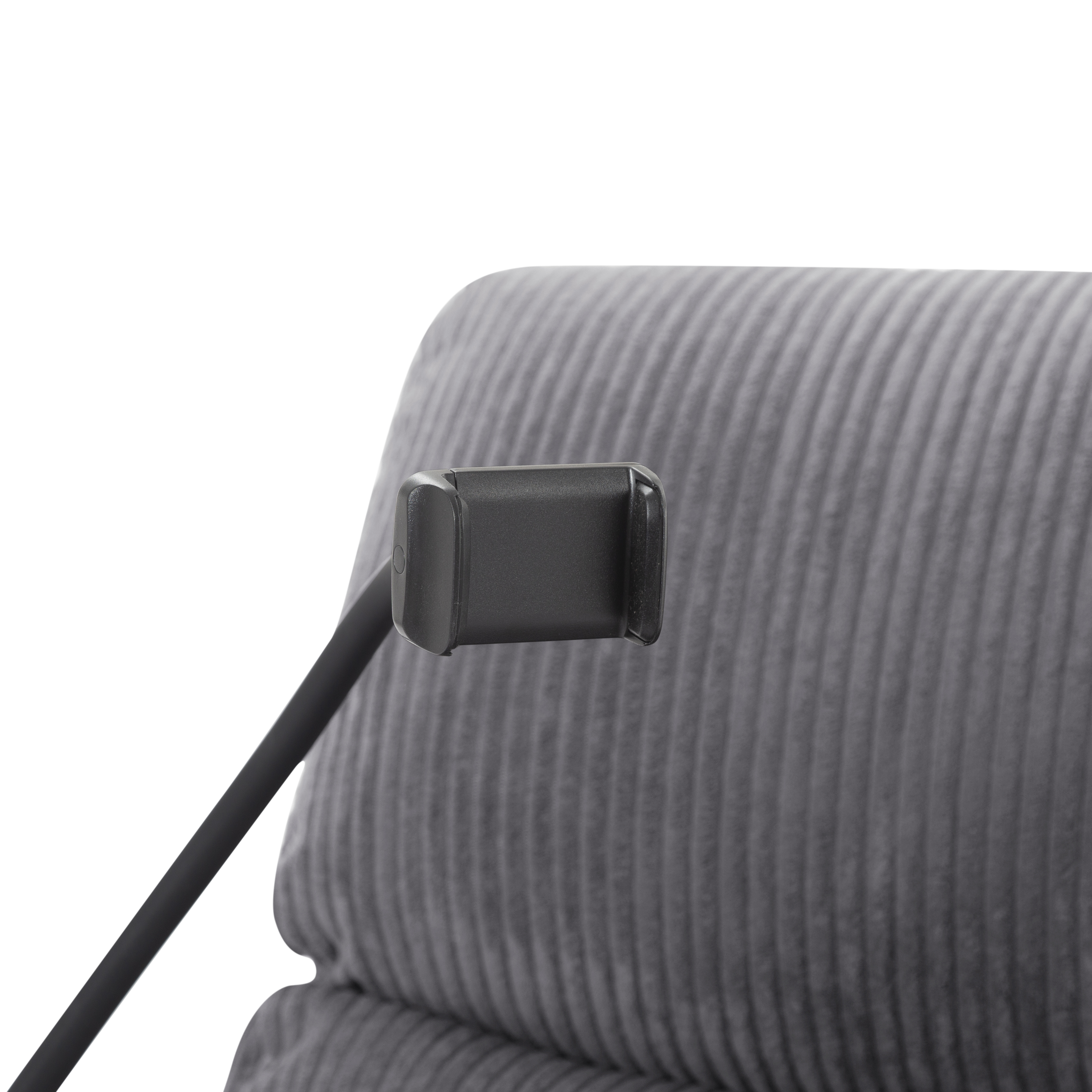 BSHTI Manual Recliner Chair with Phone Holder & Cup Holders, Corduroy Upholstery, Ergonomic Backrest, Solid Wood Frame for Living Room & Bedroom(Light Gray)