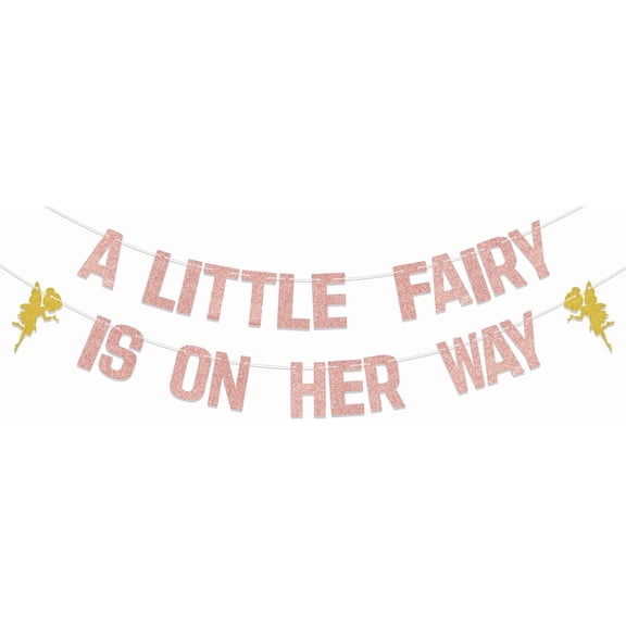 A Little Fairy is on Her Way Banner, Fairy Baby Shower Decorations, Fairy Themed Party Decorations, Fairy Baby Girl Shower Decorations Supplies Rose Gold