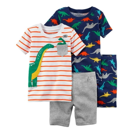 Carter's Baby Boys' 4-Piece Dinosaur Snug Fit Cotton PJs, 12 Months