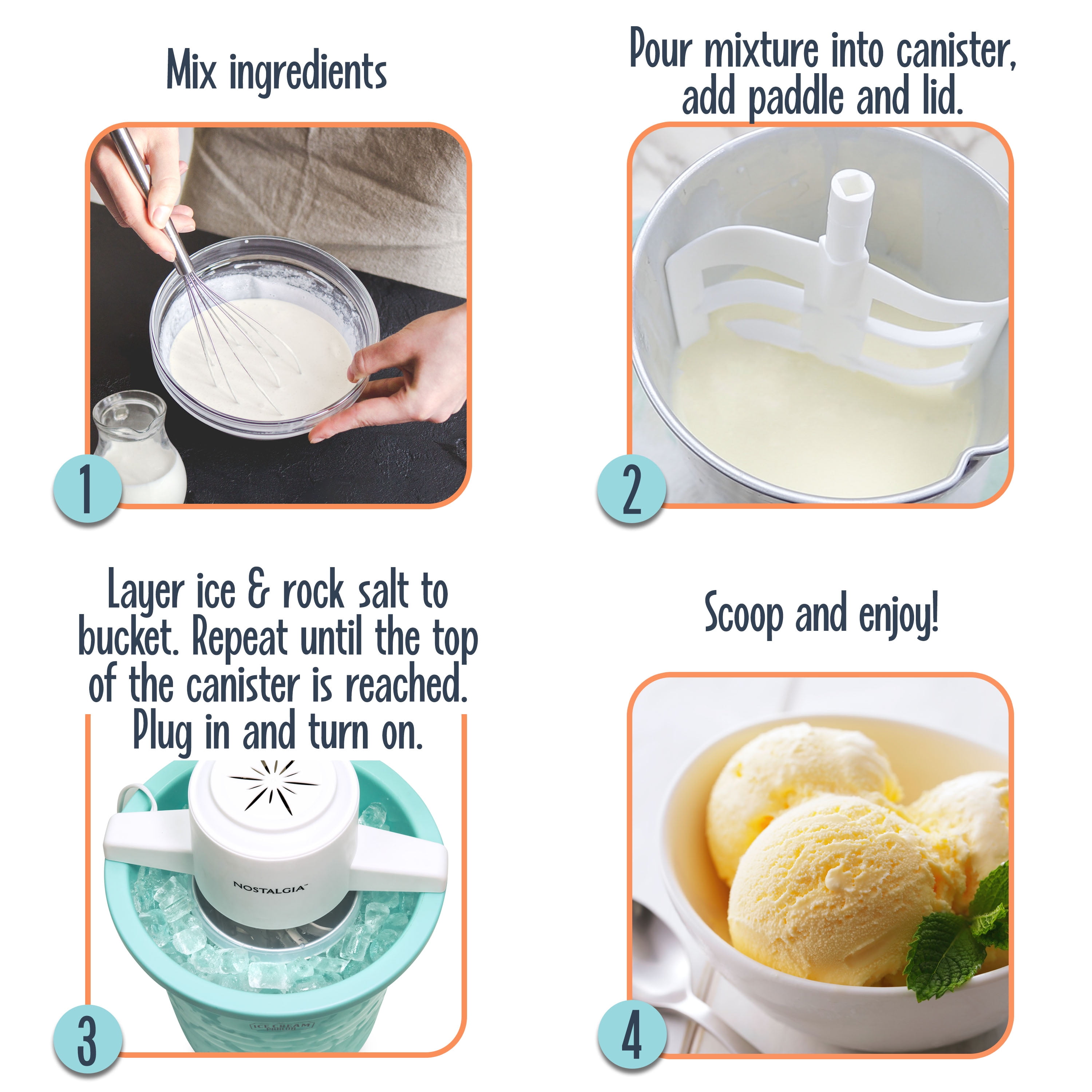 Nostalgia Ice Cream Maker, Aqua