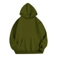 thumbnail image 3 of Oversized Hoodies with Pocket Women Cotton Plain Pullover Hooded Sweatshirts Sweater Long Sleeve Fleece Lined Tops (XL, Army Green), 3 of 5