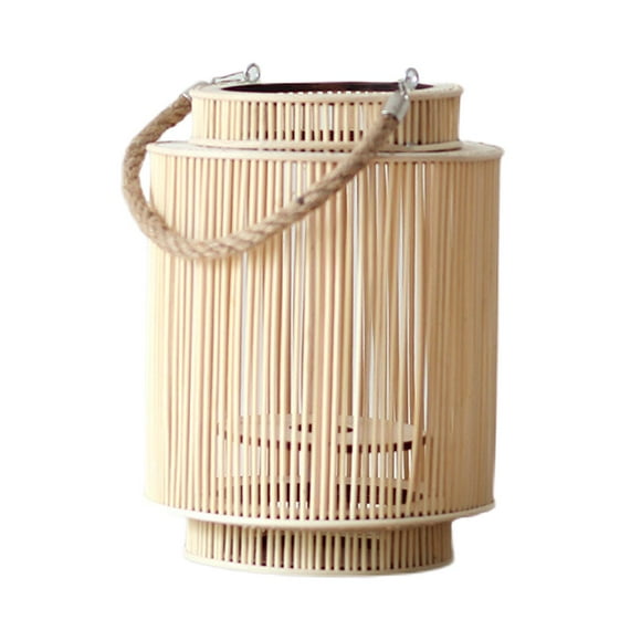GROWTH TANK Lanternes de Bougies Pastorales en Rotin Naturel Pilier Porte-Bougie Lanternes Décoratives Couleur Bois