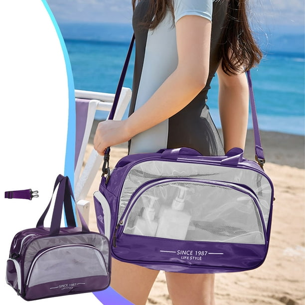 Neceser grande para natación, neceser para cosméticos, separación de ropa húmeda y seca, diseño en cruz diagonal, ideal para deportes y fitness, ideal para viajes de playa, organizador portátil imper