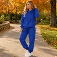 thumbnail image 4 of 2 Piece Fall Sets for Women Y2k Drawstring Joggers Matching Long Sleeve Hoodies Lightweight Cute Travel Sweatsuits with Pockets Blue M, 4 of 6