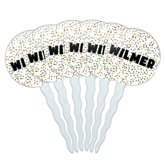 Wilmer Cupcake Picks Toppers - Set of 6 - Mutlicolored Speckles
