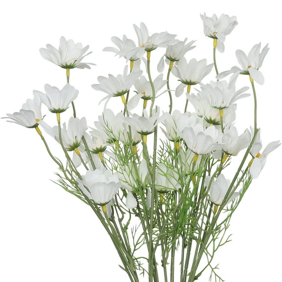 Unique Bargains Fake Daisies Flowers 6 Bundles Artificial Flowers with Stems White