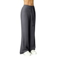 thumbnail image 4 of KDDYLITQ Womens Flare Sweatpants High Waist Drawstring Yoga Pants Wide Leg Baggy Pants Trendy Size Plus Trousers Dark Gray 2XL, 4 of 5
