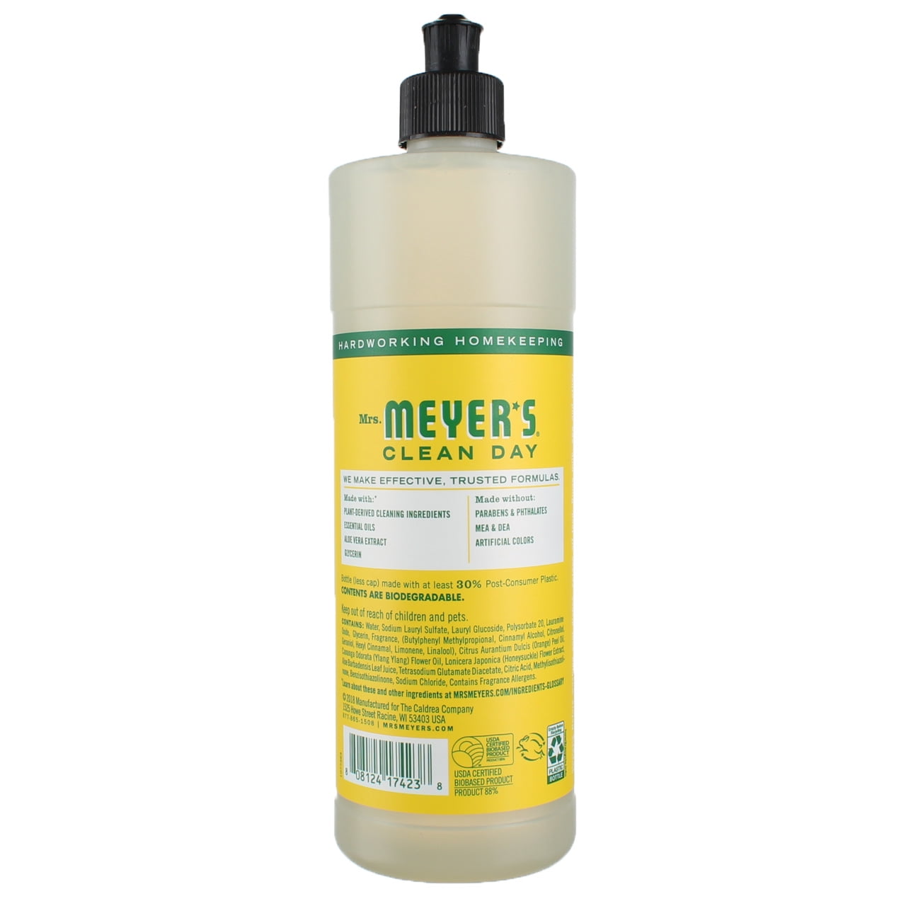 Mrs. Meyer's Clean Day Dish Soap Liquid, Honeysuckle, 16 fl oz (4 pack)
