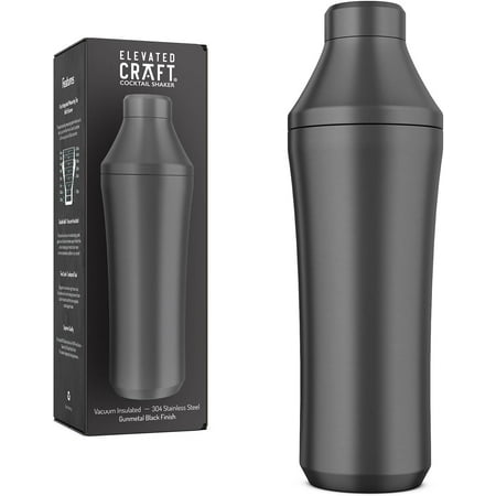 

Cocktail Shaker - Premium Vacuum Insulated Stainless Steel Gunmetal Cocktail Shaker - Innovative Measuring System - Martini Shaker For The Home Bartender - 28Oz Total Volume
