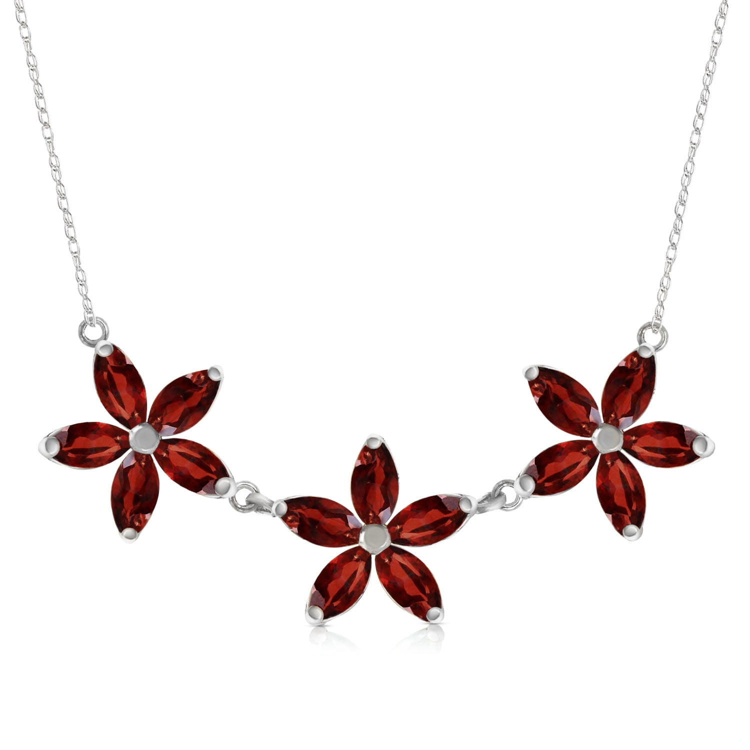 Galaxy Gold 14K Solid Gold Natural Garnet Pendant Necklace for Women - White Gold Fine Jewelry