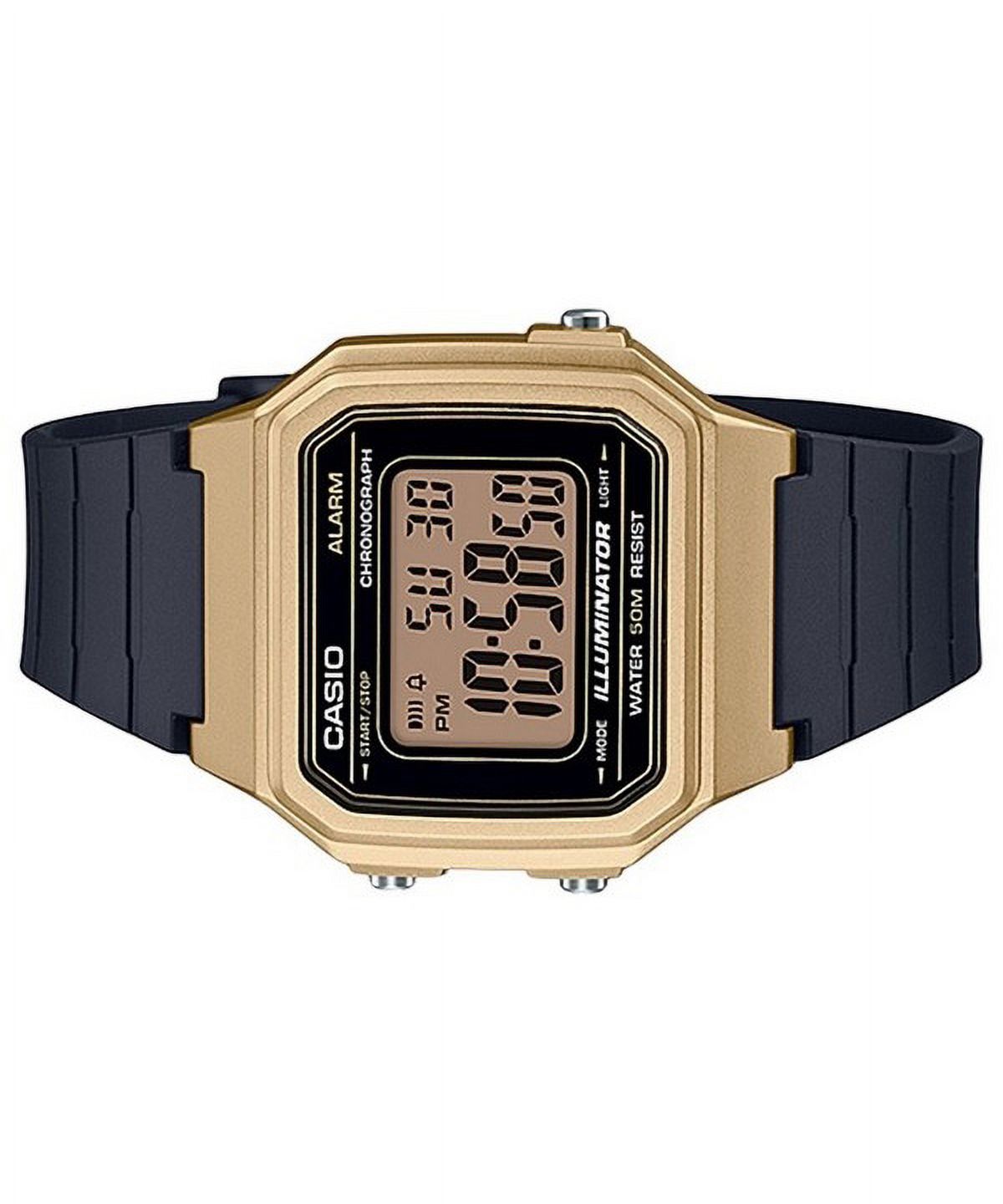 Casio Men's Black Resin Band Gold Bezel Digital Watch W-217HM-9AV