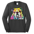 thumbnail image 2 of Wild Bobby Dean Russo Neon Colorful Pug Dog The Bulldog Dog Lover Men Long Sleeve Shirt, Charcoal, 3X-Large, 2 of 5