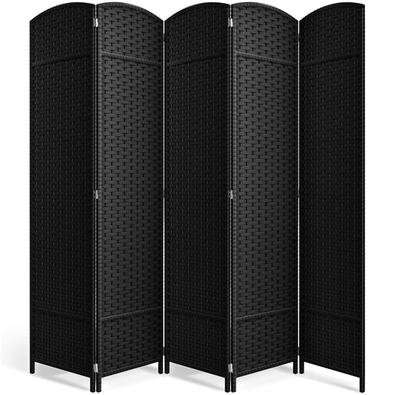 Sorbus 5-Panel Wide Folding Room Divider Privacy Screen, Hand-Woven Black Mesh