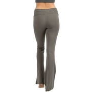 Zenana Womens & Plus Stretch Cotton Foldover Waist Bootcut Workout Yoga Pants
