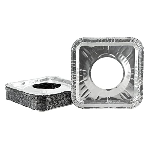 Gas Stove Disposable Burner Liner,Aluminum Foil Burner Cover,Range Guard,8.375 Inches,Pack of 10 (Square)