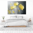 thumbnail image 3 of Mudket Yellow Flowers on Grey Background Canvas Wall Art, Framed Floral Print, Ready to Hang Wall Decor for Living Room Bedroom, Modern Botanical Artwork - 12"L x 8"W, 3 of 10