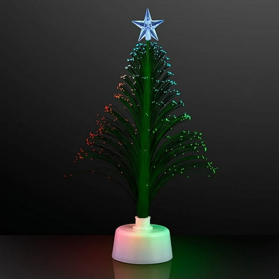 FlashingBlinkyLights Green Light Up Fiber Optic Christmas Tree Centerpiece
