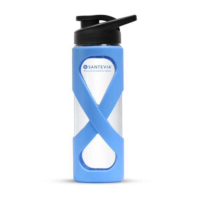 Santevia Blue Glass Water Bottle | Silicone Sleeve | 17oz/700mL