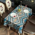 thumbnail image 2 of Blue and Orange Floral Boho Pattern Rectangle Tablecloth 60"x120",Waterproof Polyester Rectangle Table Cloth, Wipeable Spillproof Polyester Tablecloth for Dining, Camping, Indoor and Outdoor, 2 of 6