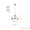 thumbnail image 6 of Hunter - Wedgefield 3-light Alturas Gold, Medium Size Pendant Light, Dimmable, Formal Style, Sphere Shaped, for Bedrooms, Dining, Living Rooms - 19236, 6 of 7