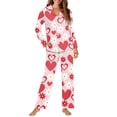 thumbnail image 3 of Renewold Loose Fitting Button Pajams for Women Long Sleeve Tee & Pants Buttom Set Size XL 2 Pieces Valentine's Day Daisy Red Hearts Sleepwear Pullover Tops, 3 of 6
