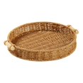thumbnail image 1 of Cesta de almacenamiento tejida para organizar bandejas de servir, frutero, cesta de pan redonda de ratán PP para decoración del hogar, mesa de café y 28 centímetros, 1 of 8