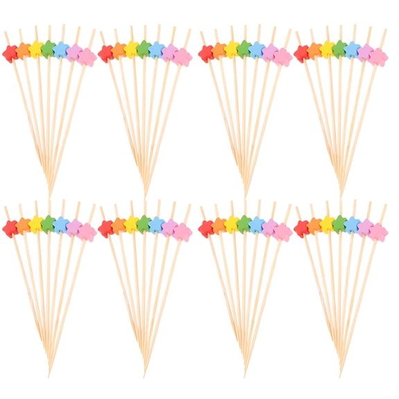 ACDANC 100 Pcs Disposable Bamboo Sticks Fancy Toothpicks Ornament Decorate Dental Swabs Cocktail