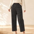 thumbnail image 2 of Women's Stripe Pajama Pants Casual Elastic Waist Loose Wide Leg Lounge Bottoms Comfy Casual Breathable Everyday Wear, 2 of 7