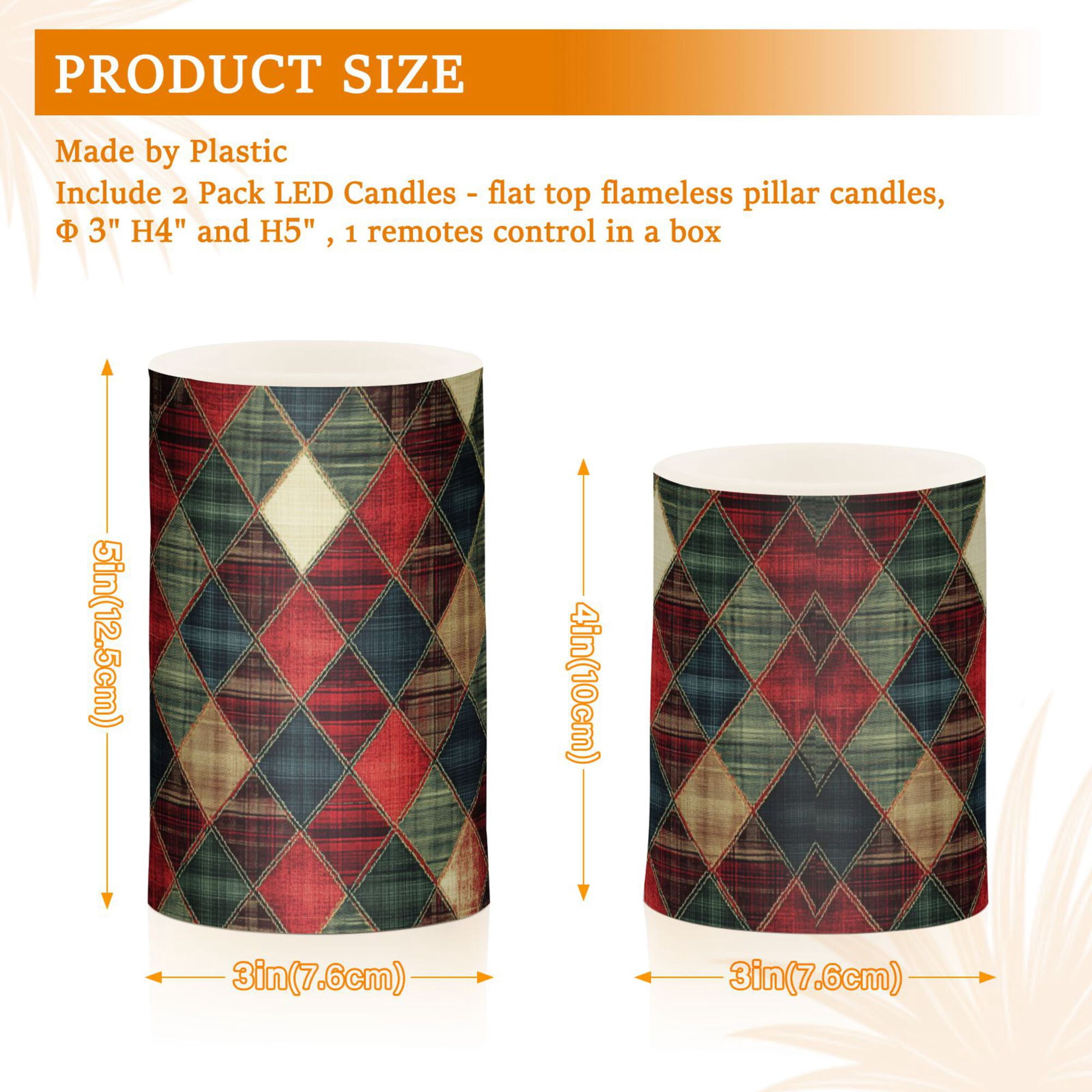 Yayeee Flameless Candles with Remote Flickering Battery Operated Multi Color Changing, Dark Tartan Pattern