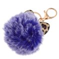 thumbnail image 3 of EeaseCA 1Pc Leopard Printed Ear Keychain Furry Ball Bag Pendant Gift Key Ring (Sapphire), 3 of 7