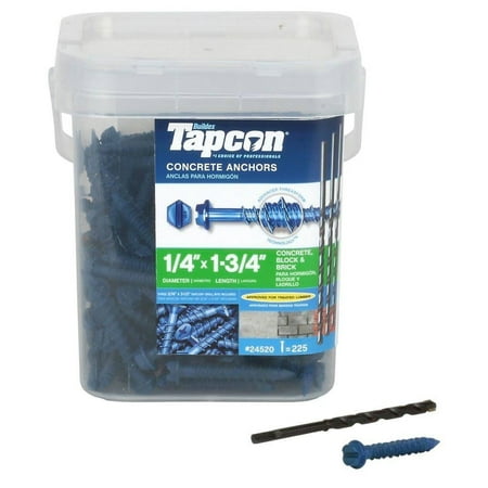

Tapcon Tapcon 24520 Concrete Anchors 1/4 x 1-3/4 225 Piece