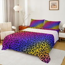Homewish Leopard Print Full Size Sheets 4-Piece for Teens Boys Girls,Abstract Gradient Ombre Breathable Bed Sheets,Colorful Animal Print Lightweight Sheet Sets,Breathable Home Decor