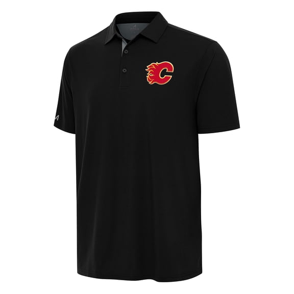 Men's Antigua Black Calgary Flames Era Polo