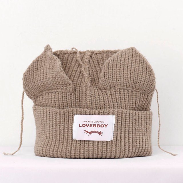 Gorro de punto de ganchillo con orejas largas para mujer, gorros bonitos de zorro para disfraz, regalo de Navidad, Hip-hop, invierno, 2022