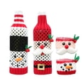 thumbnail image 2 of Ganfancp Nueva Navidad Decoración Malla Impresión Vino Set Vino Tinto Champagne Botella Set Vino Set Liquidación Ventas Hoy Ofertas Prime 2X Fundas para Botellas de Vino, 2X Fundas para Copas de Vino, 2 of 7