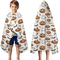 thumbnail image 3 of Halloween Pumpkins Ghosts and Bats Hooded Bath Towel，50"x30" for Ages 3 To 12 Kids, Quick Dry Lightweight Soft Microfiber Hood Beach Towel Cover Up for Kids, 3 of 7
