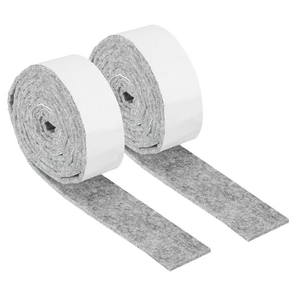 Felt Strips with Adhesive Backing, 2 Pack 1" x 60" x 0.12" Adhesive Felt Strips Anti Scratch Furniture Felt Tapes Self-Stick Felt Pads for Protecting Hardwood Floor, Grey